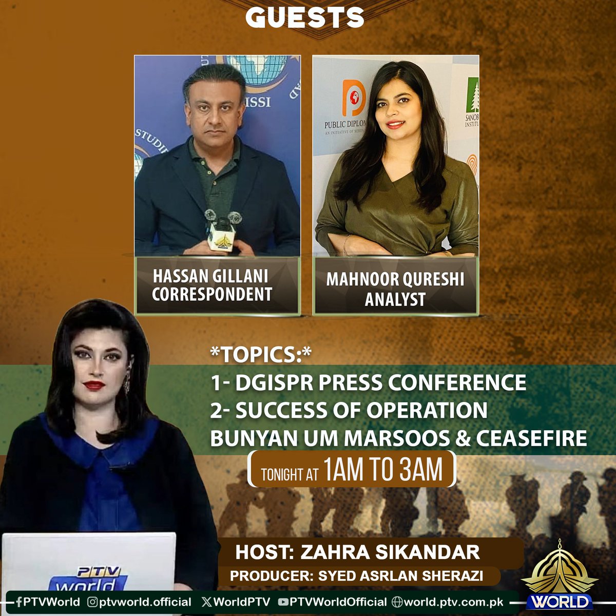 Watch: "PTV World  Special Transmission"
Time: 01Am to 03Am
@imarslansherazi
@mahnurqureshi