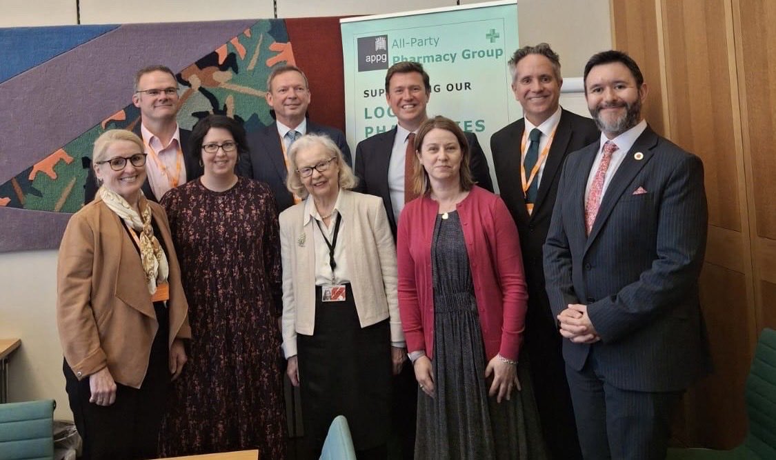 NPA board member Nick Kaye ⁦<a href="/nkpharmacy/">nick kaye</a>⁩ with other pharmacy leaders and MPs of the ⁦<a href="/APPGPharmacy/">All-Party Pharmacy Group</a>⁩ today, discussing the future of community pharmacy.
