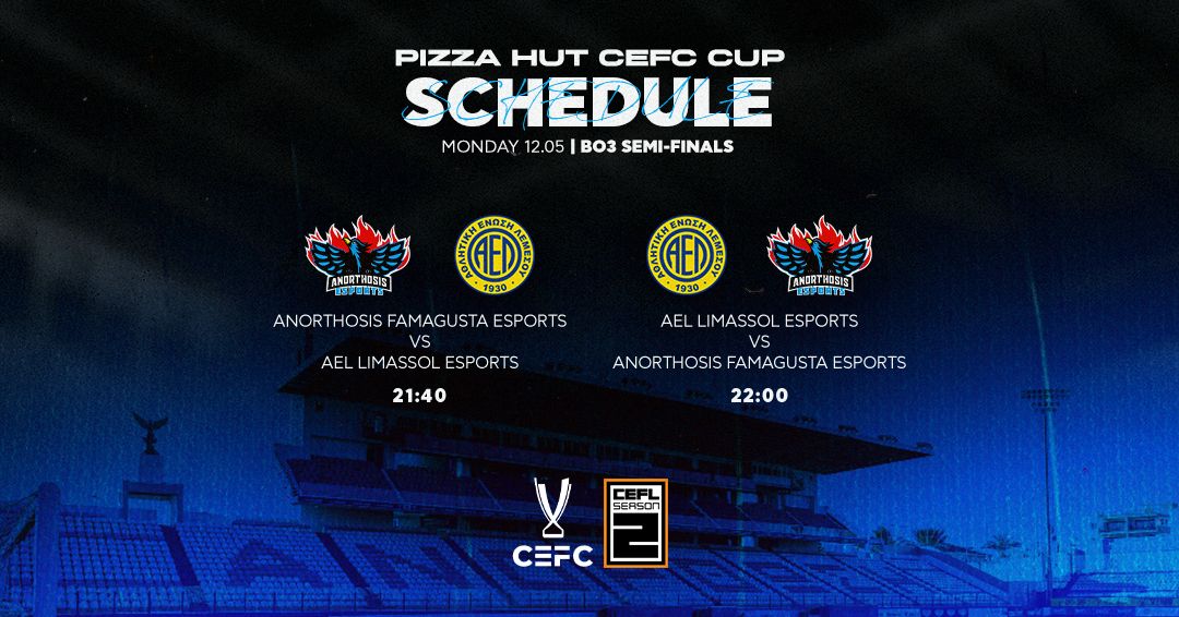 🔥MATCHDAY - SEMI FINALS
⚔️AEL Limassol eSports
⏰21:40 | 22:00

#For1911Reasons #FreedomToFamagusta #CEFC