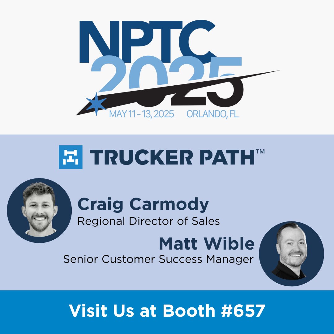 TruckerPathApp's tweet image. 🚨 We’re live at #NPTC2025 in Orlando! 🚛

Come stop by Booth 657 and meet the Trucker Path team. They’re here to show you how fleets across the country are using Trucker Path to navigate smarter, run more efficiently, and keep drivers happy on the road.

#TruckerPath #NPTC