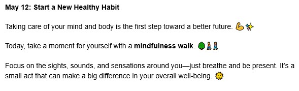 May 12: Start a New Healthy Habit! positivitypledge.erikaslighthouse.org #mentalhealthawarenessmonth