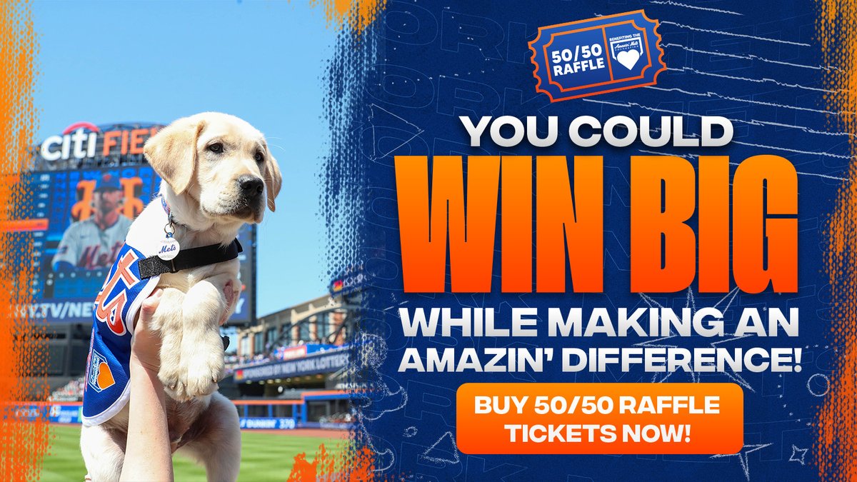 In honor of Military Appreciation Month and <a href="/MetsVetDog/">Buddy</a>'s sendoff to formal training, tonight's Amazin' Mets Foundation 50/50 Raffle benefits one of our grantee partners: <a href="/AmericasVetDogs/">America's VetDogs</a>! 

Their mission is to help those who have served our country honorably live with dignity