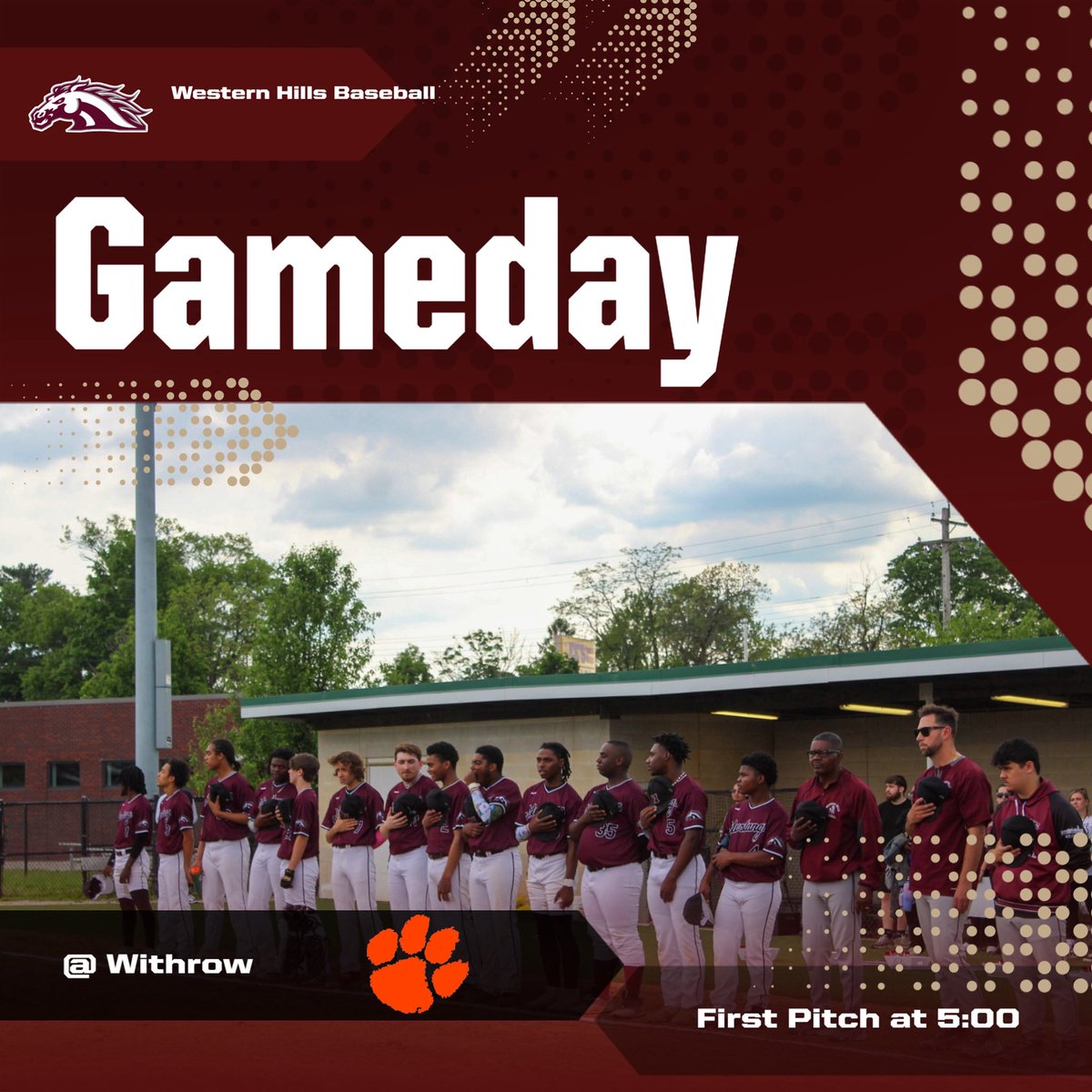 Last CMAC game of the year for the Boys!🚨

Mustangs Baseball travels to Withrow tonight to finish conference play undefeated! 

First pitch at 5:00

#GoWest🐎
