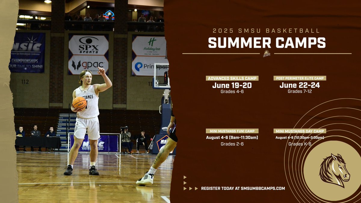 ☀️⛹️‍♂️SMSU Summer Camps⛹️‍♂️☀️

Our summer basketball camps will be here soon! Register today at smsumbbcamps.com 

#M4L #LetsRide 🐴🏀🏆