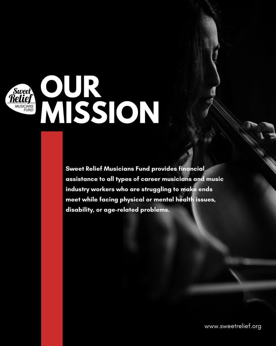 Sweet Relief is an important resource for musicians &amp; music industry workers who face illness, disability, or age-related issues. Since 1994, our mission has been to provide grants to help cover medical costs, food, rent, &amp; other vital living expenses.
&gt;&gt; sweetrelief.org