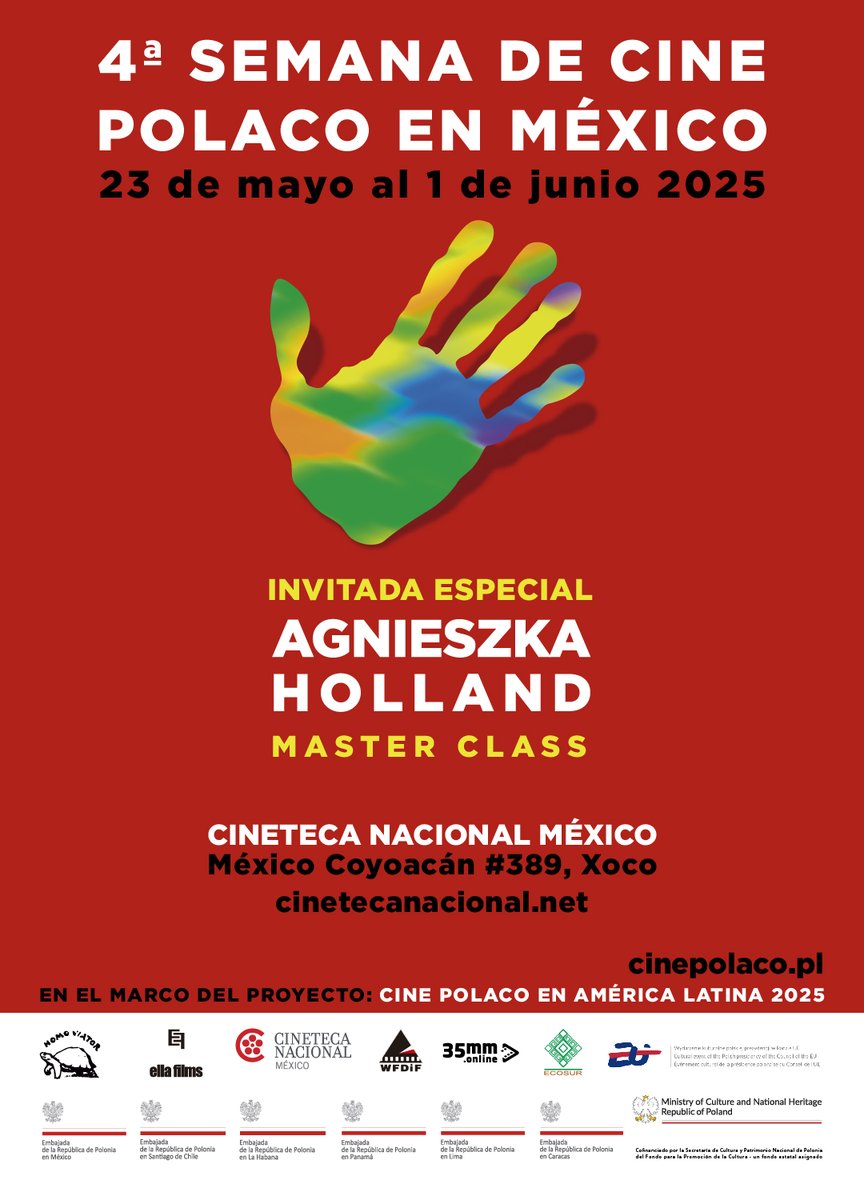 ¡Es oficial! 🇵🇱🎥

La semana de Cine Polaco regresa a Cineteca Nacional 🔴 con los mejores títulos a la vista. 🫡

En esta ocasión nuestra invitada especial será la honorable cineasta Agnieszka Holland.

Comenzamos el 23 de mayo, ¡Nos vemos allá! 🫵🎞️