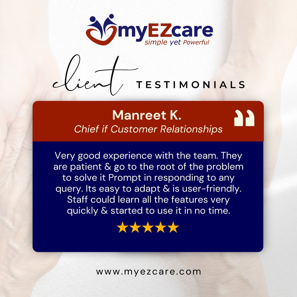 myEZcare - Simple yet Powerful (@myezcare) on Twitter photo โ๐๐๐ฌ๐ฒ ๐ญ๐จ ๐๐๐๐ฉ๐ญ. ๐๐ญ๐๐๐ ๐ฉ๐ข๐๐ค๐๐ ๐ข๐ญ ๐ฎ๐ฉ ๐๐๐ฌ๐ญ.โ ๐ก
Big shoutout to ๐๐๐ง๐ซ๐๐๐ญ ๐. for sharing her experience with myEZcare!
Quick onboarding, friendly support & smart software = win.
#ClientFeedback #HomeCareTech #Adultdaycare #myEZcare #Testimonial โ๐๐๐ฌ๐ฒ ๐ญ๐จ ๐๐๐๐ฉ๐ญ. ๐๐ญ๐๐๐ ๐ฉ๐ข๐๐ค๐๐ ๐ข๐ญ ๐ฎ๐ฉ ๐๐๐ฌ๐ญ.โ ๐ก
Big shoutout to ๐๐๐ง๐ซ๐๐๐ญ ๐. for sharing her experience with myEZcare!
Quick onboarding, friendly support & smart software = win.
#ClientFeedback #HomeCareTech #Adultdaycare #myEZcare #Testimonial