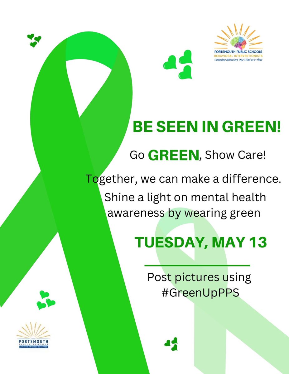 Mar_AdamsPPS's tweet image. #MentalHealthAwarenessMonth continues this week! 💚
Big thanks to @CradockMS , @CradockES & @TruckersChMS for teaming up on last week's BST mental health pop-up clinics! Let’s keep the momentum—don’t forget to wear green tomorrow for #GreenUp Day!
@PortsVAschools