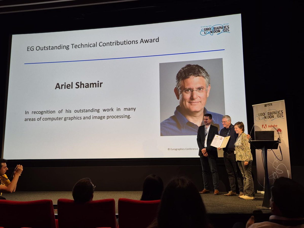 So happy to hear that my friend and colleague Ariel Shamir has received the Eurographics Outstanding Technical Contributions Award! Well deserved 👏🎉