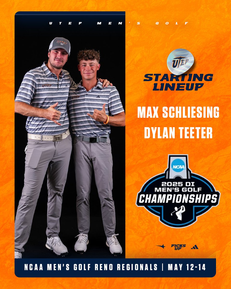 #TeeTime in Reno‼️

the 2025 <a href="/NCAA/">NCAA</a> Men’s Golf Reno Regionals begin today 

🏌️‍♂️Dylan - 11:20 am MDT/10:20 PDT
🏌️‍♂️Max - 11:42 am MDT/10:42 PDT

📈: scoreboard.clippd.com/tournaments/23…

#PicksUp ⛏️⛳️