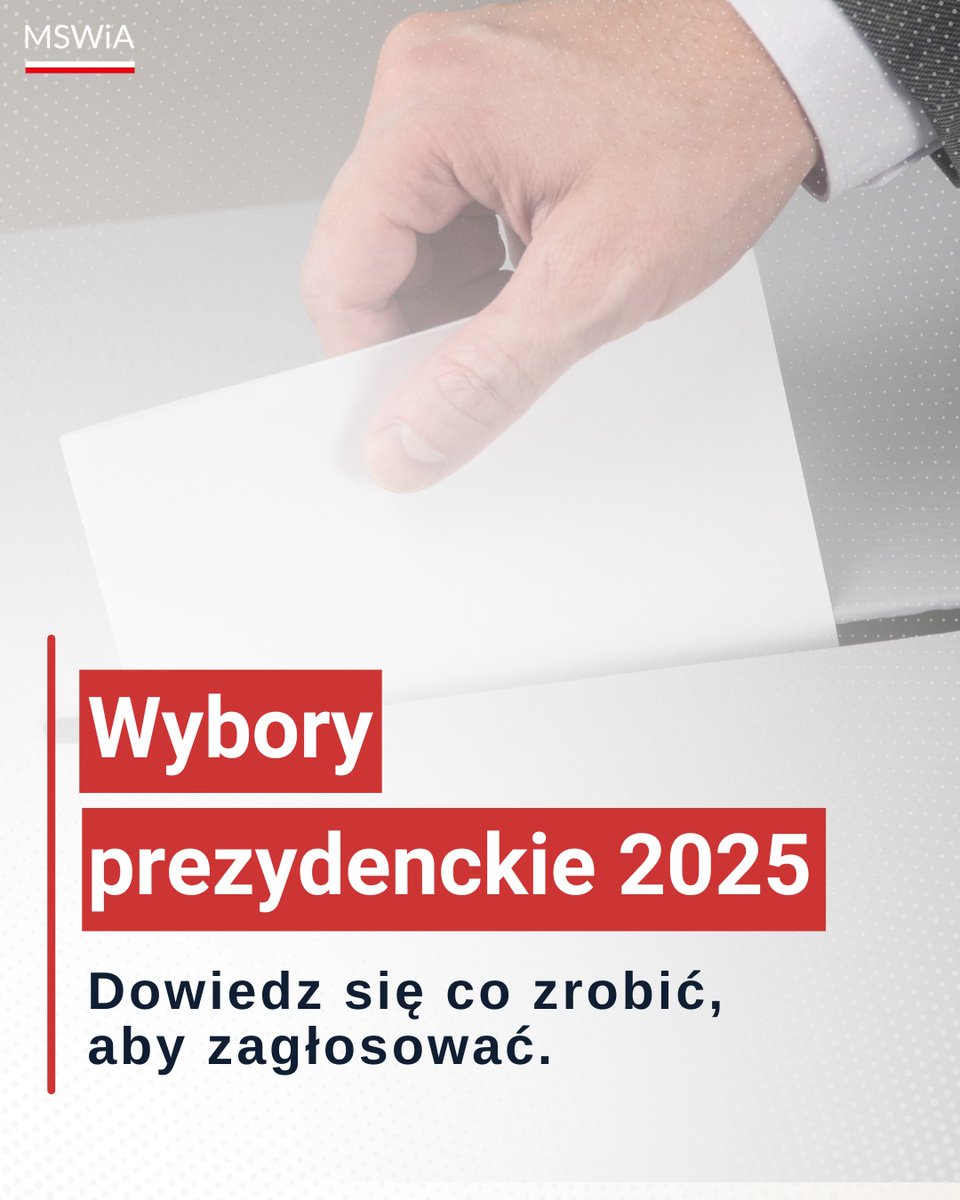 Wybory prezydenckie już 18 maja (niedziela)❗

📌 Upewnij się, że jesteś w Centralnym Rejestrze Wyborców. Możesz to zrobić ⤵️

✔ w swoim urzędzie gminy,
✔ za pomocą strony internetowej gov.pl,
✔ w aplikacji mObywatel.

👉 Sprawdź to z wyprzedzeniem i miej