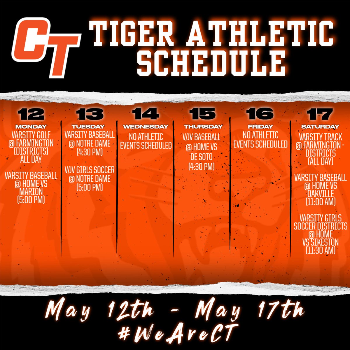 Big Week for Tiger Athletics!! Don't miss your chance to see our Tigers and Lady Tigers compete!