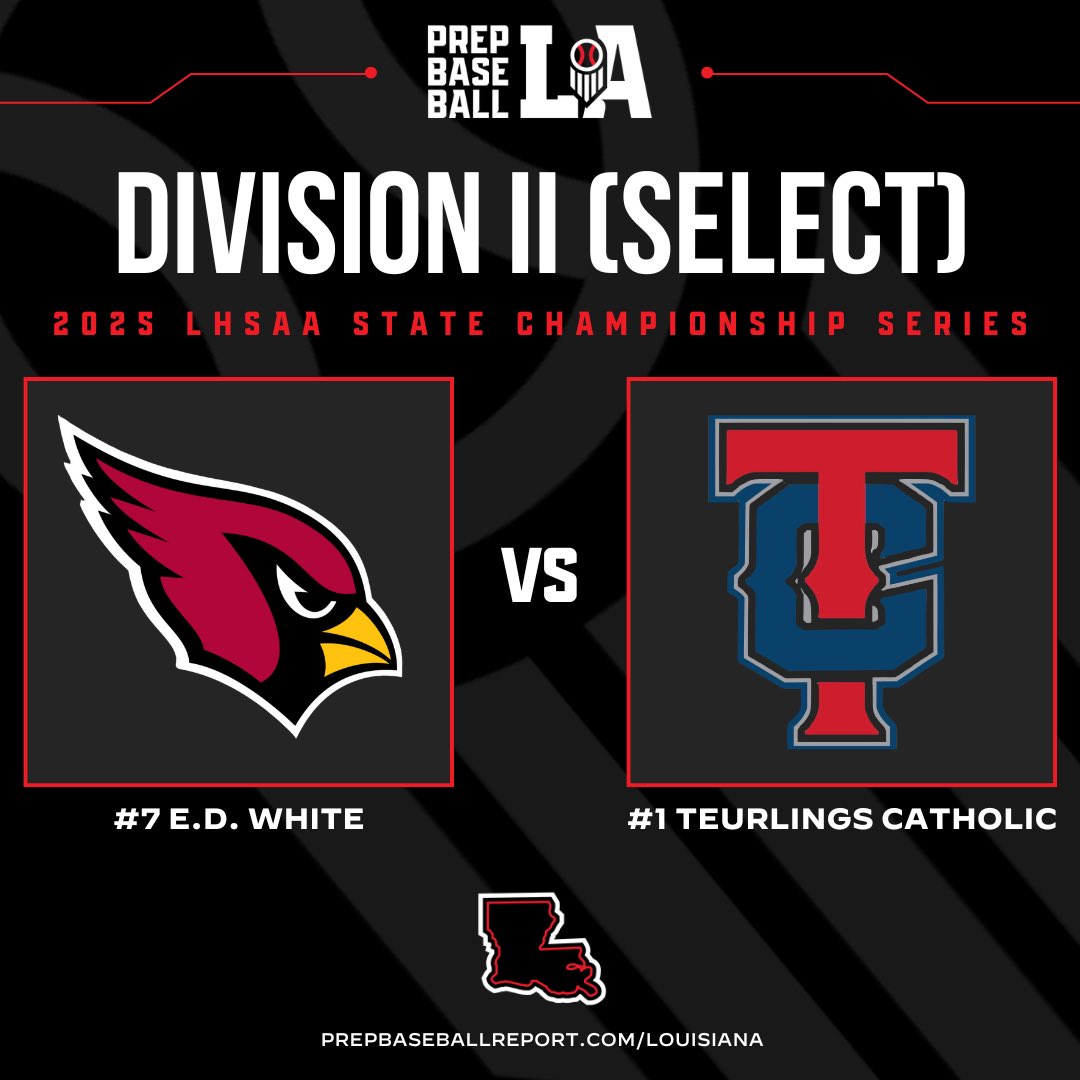 🏆 𝐃𝐢𝐯𝐢𝐬𝐢𝐨𝐧 𝐈𝐈 (𝐒𝐞𝐥𝐞𝐜𝐭): 𝐏𝐫𝐞𝐯𝐢𝐞𝐰

#1 Teurlings Catholic and #7 E.D. White will meet this week for the <a href="/LHSAAsports/">LHSAA</a> Division II (Select) State Title.

Full preview on their matchup with notes, video, &amp; more below ⤵️

#BeSeen

<a href="/AlexArmandPBR/">Alex Armand</a>

🖇️