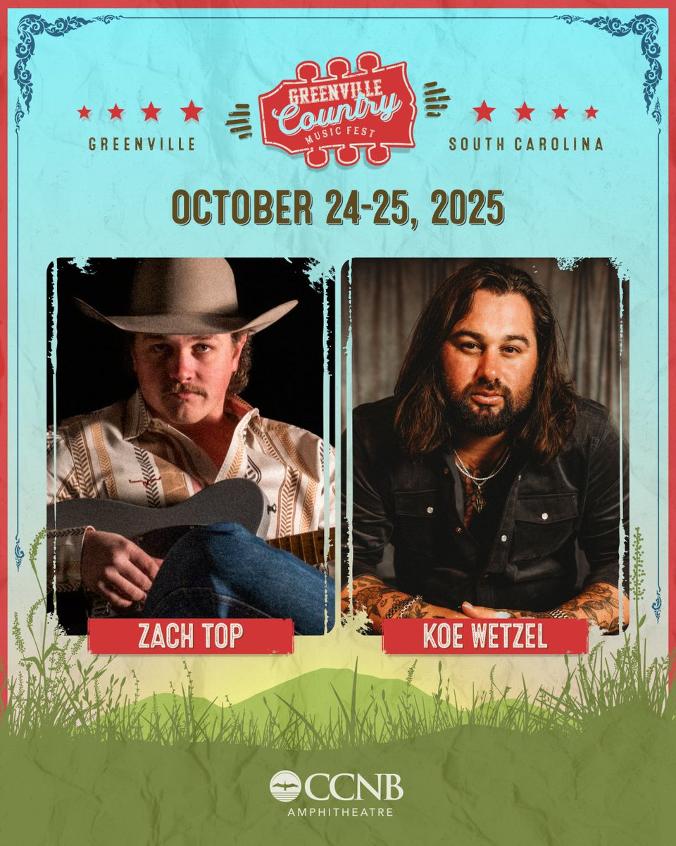 Country Central (@countrycentral) on Twitter photo Zach Top and Koe Wetzel have been named as the headlines of <a href="/GVLFest/">Greenville Country Music Fest</a>
Full line-up announce coming soon… Zach Top and Koe Wetzel have been named as the headlines of <a href="/GVLFest/">Greenville Country Music Fest</a>
Full line-up announce coming soon…