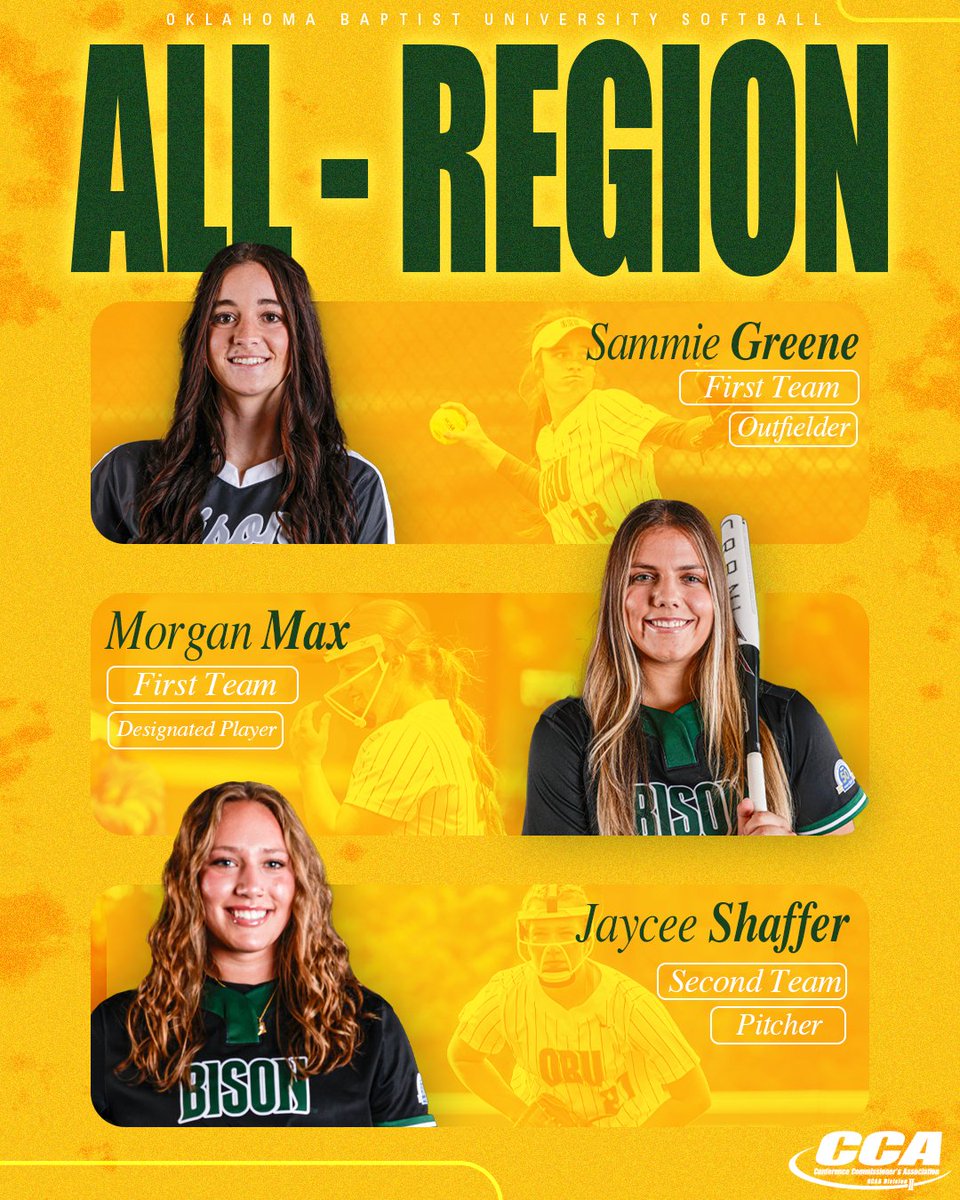 Some more All-Region accolades have rolled in today! 

Congrats to <a href="/sammiegreene124/">Sammie</a>, Morgan &amp; Jaycee for making the D2CCA All-Central Region squad! #OnToVictory 

📰 t.ly/zOIjS