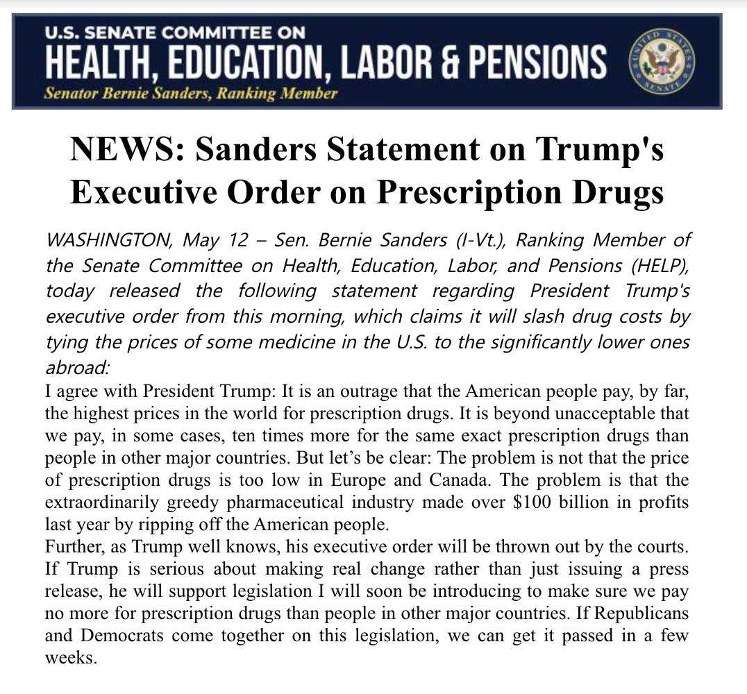 Gary Grumbach (@garygrumbach) on Twitter photo Words you don't often see in a <a href="/BernieSanders/">Bernie Sanders</a> press release:
"I agree with President Trump." Words you don't often see in a <a href="/BernieSanders/">Bernie Sanders</a> press release:
"I agree with President Trump."