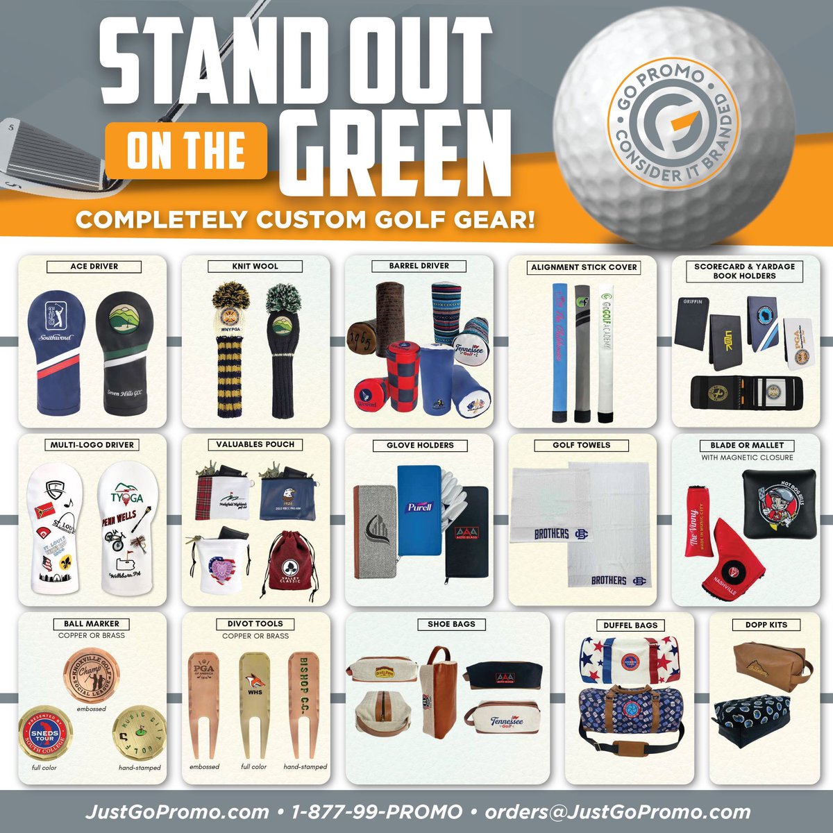 Make a statement on the green with high-quality, handmade custom golf gear! From headcovers to ball markers, we offer a wide range of customizable golf items to help elevate your brand on the course. ⛳

#CustomGolfGear #GolfSwag #GolfGear #ConsiderItBranded #JustGoPromo