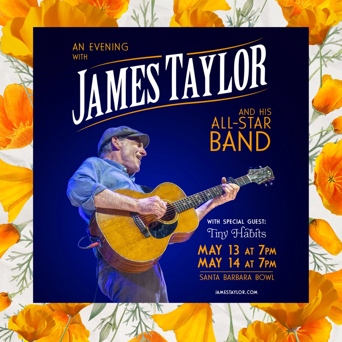 🌟 The @sbbowl run of May shows begins tomorrow An Evening with @jamestaylor_com &amp; special guest @TinyHabitsofficial for two back-to-back nights! 

🎟️ Tix may be available at the Bowl Box Office or sbbowl.com

#SBBowlSeason2025 #SBBowl #JamesTaylor #SantaBarbaraBowl