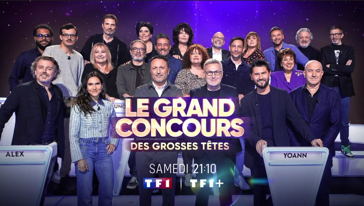 Soldat des Médias (@soldatdesmedias) on Twitter photo Samedi à 21h10 sur <a href="/TF1/">TF1</a>, inédit, #LeGrandConcours des #GrossesTêtes, présenté par <a href="/Arthur_Officiel/">Arthur_Officiel</a> avec <a href="/ruquierofficiel/">Laurent Ruquier</a>, <a href="/Bernier_Michele/">Michèle Bernier</a>, <a href="/elaugerias/">Eric Laugérias</a>, <a href="/Tof_Beaugrand/">Christophe Beaugrand-Gerin</a>, <a href="/joycejonathan/">Joyce Jonathan</a>, <a href="/IsaMergault/">Isabelle Mergault</a>, <a href="/alexvizorek/">Alex Vizorek</a>, <a href="/flogazan/">Florian Gazan</a>... Samedi à 21h10 sur <a href="/TF1/">TF1</a>, inédit, #LeGrandConcours des #GrossesTêtes, présenté par <a href="/Arthur_Officiel/">Arthur_Officiel</a> avec <a href="/ruquierofficiel/">Laurent Ruquier</a>, <a href="/Bernier_Michele/">Michèle Bernier</a>, <a href="/elaugerias/">Eric Laugérias</a>, <a href="/Tof_Beaugrand/">Christophe Beaugrand-Gerin</a>, <a href="/joycejonathan/">Joyce Jonathan</a>, <a href="/IsaMergault/">Isabelle Mergault</a>, <a href="/alexvizorek/">Alex Vizorek</a>, <a href="/flogazan/">Florian Gazan</a>...