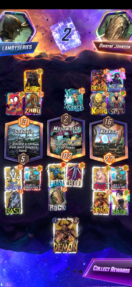 Wesley Seek (@lambyseriesgg) on Twitter photo I'm coming back pals. Winning with janky hands always possible in <a href="/MARVELSNAP/">MARVEL SNAP</a> because always remember you can use locational rng as your "13th card".
Opponent had 2 cards in hand to start turn 6, expected them to ignore mid completely, so we won mid lane with absolute trash. I'm coming back pals. Winning with janky hands always possible in <a href="/MARVELSNAP/">MARVEL SNAP</a> because always remember you can use locational rng as your "13th card".
Opponent had 2 cards in hand to start turn 6, expected them to ignore mid completely, so we won mid lane with absolute trash.