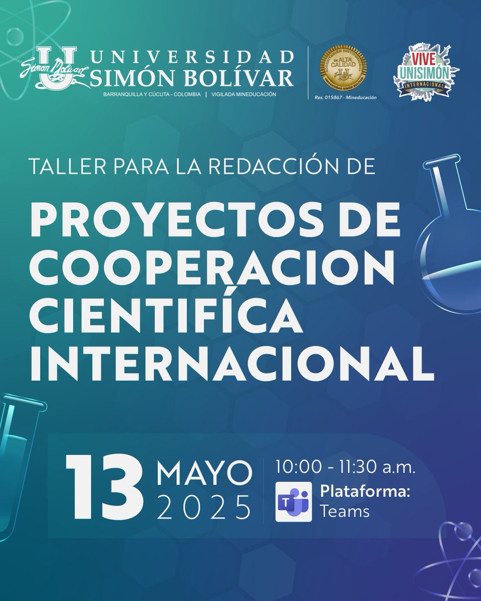 Lecheverriaking's tweet image. 📢 La Vicerrectoría de Investigación, Extensión e Innovación invita al:
📝 Taller para la Redacción de Propuestas de Cooperación Científica Internacional
📅 Fecha: Martes 13 de mayo
🕙 Hora: 10:00 a.m.
🔗 Conéctate aquí: acortar.link/CX9YD5
¡Te esperamos!