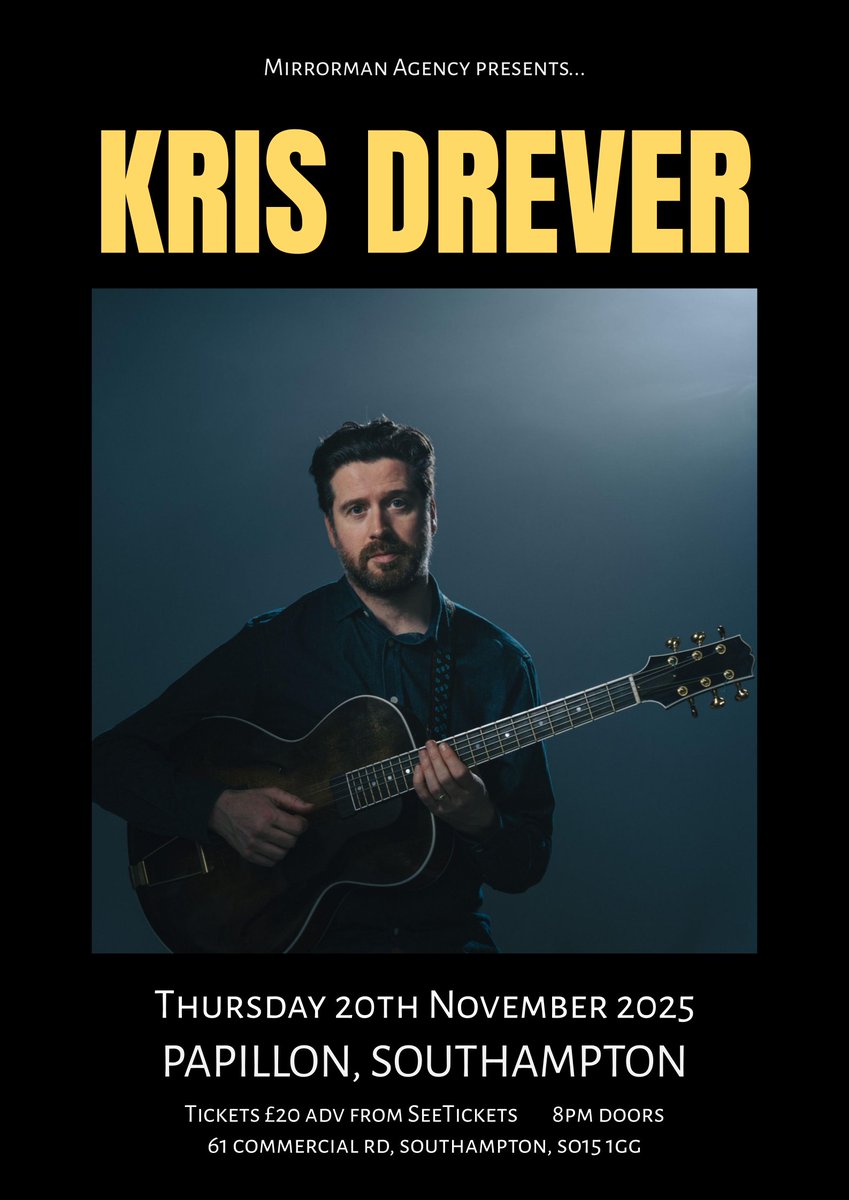💸 Only just announced but tickets flying out for <a href="/KrisDrever/">Kris Drever</a> at Papillon, Southampton already!

💒A great opportunity to see this unique and multi-talented artist in a beautiful converted church venue 6 months today on Thurs 20 Nov

See ya there: seetickets.com/event/kris-dre…