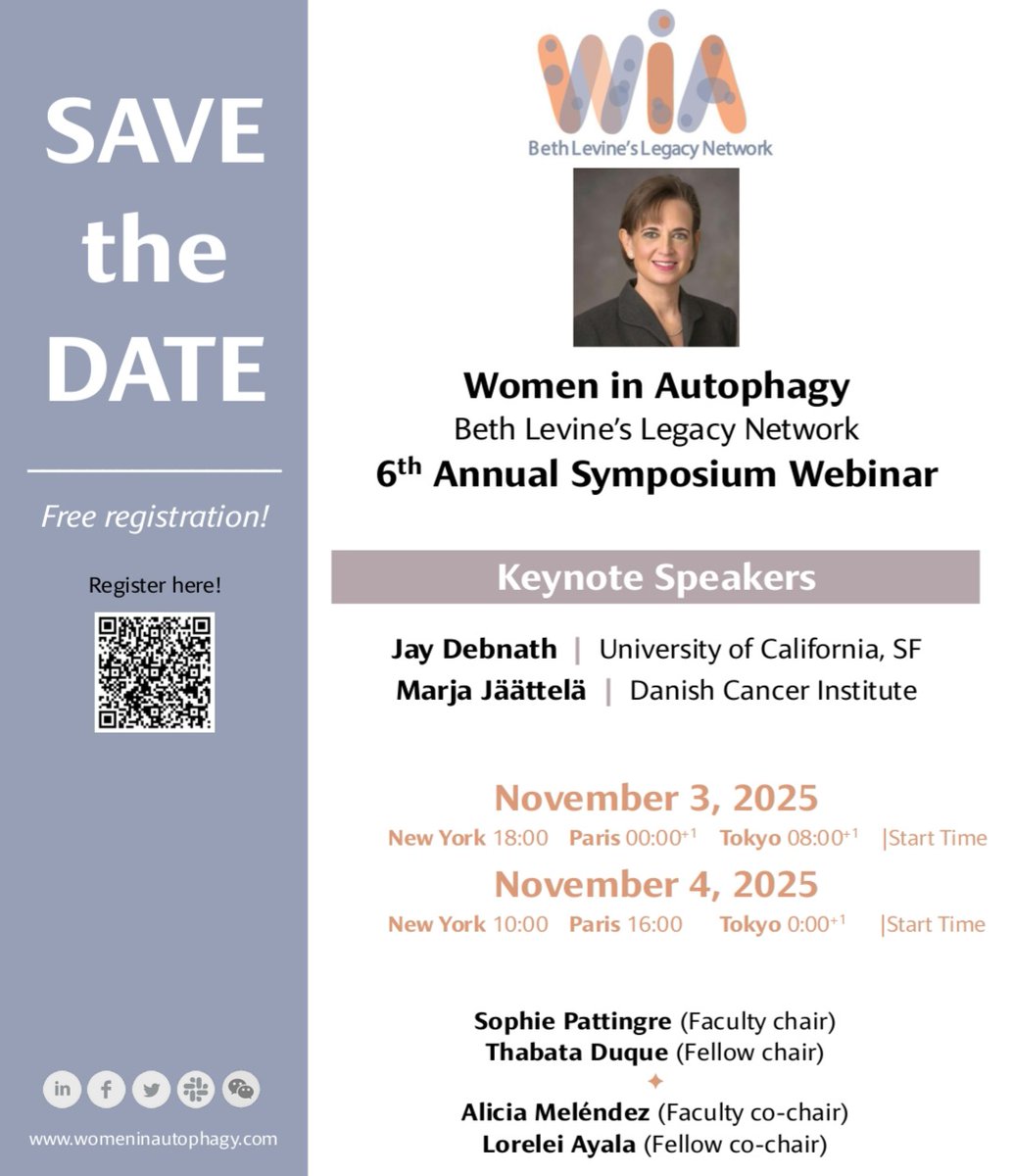 WAutophagy's tweet image. 🌟 Save the Date! 📅 November 3-4, 2025 – The 6th Annual Symposium Webinar is coming soon! 🎉 Registration is NOW OPEN! 🚀 Don't miss out – sign up for FREE while you can!
👉 Be part of something amazing! We can't wait to see you there! 🌟