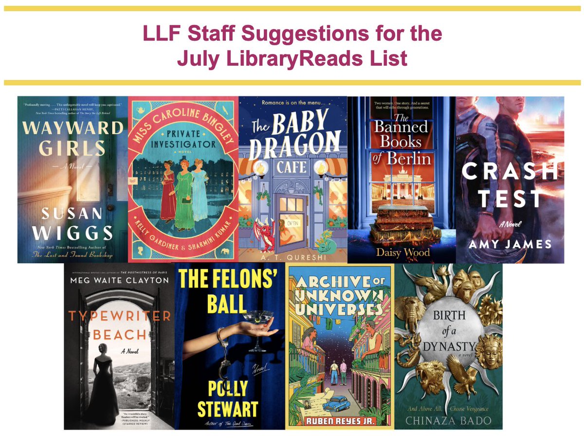 Library Love Fest (@librarylovefest) on Twitter photo 🌷 Staff suggestions for the July LibraryReads List!
Happy Spring, everyone! Find a list of title suggestions for the July LibraryReads list here: bit.ly/3H36iwS.
Reminder that July <a href="/LibraryReads99/">LibraryReads</a> votes are due by June 1st! 🌷 Staff suggestions for the July LibraryReads List!
Happy Spring, everyone! Find a list of title suggestions for the July LibraryReads list here: bit.ly/3H36iwS.
Reminder that July <a href="/LibraryReads99/">LibraryReads</a> votes are due by June 1st!