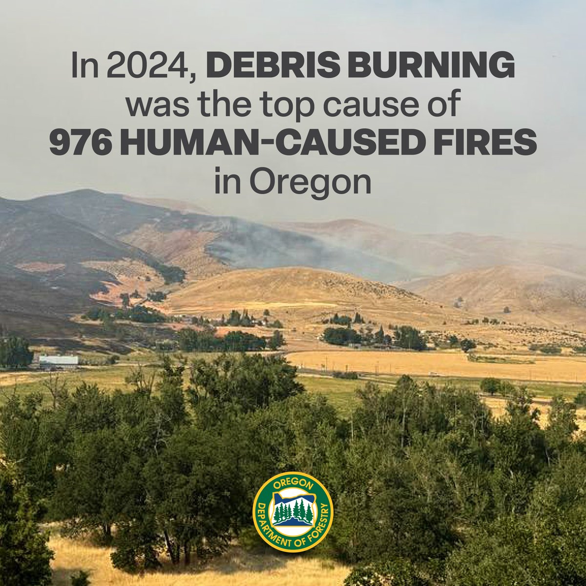 ODF urges you to exercise caution when disposing of yard debris. Escaped debris burns are the top cause of human-caused fires in Oregon. There have been 31 escaped debris burns reported on ODF-protected land this year, nearly double compared to this time last year. #WAM2025