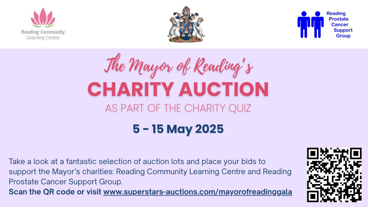 Mayor Glenn Dennis (@mayorofreading) on Twitter photo Bidding is still open for the Charity Auction, held as part of the Charity Quiz in support of <a href="/RCLCReading/">Reading Community Learning Centre</a> and Reading Prostate Cancer Support Group.
Place your bid and get a chance to win the fantastic auction lots: rdguk.info/zL6v9 Bidding is still open for the Charity Auction, held as part of the Charity Quiz in support of <a href="/RCLCReading/">Reading Community Learning Centre</a> and Reading Prostate Cancer Support Group.
Place your bid and get a chance to win the fantastic auction lots: rdguk.info/zL6v9