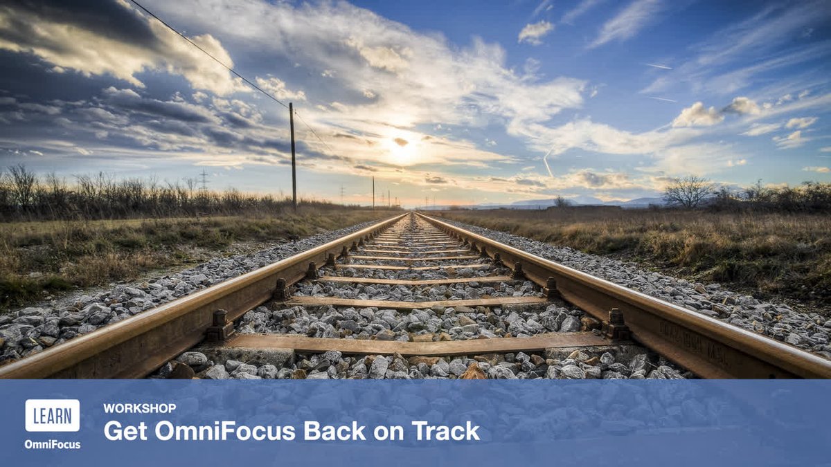 Has #OmniFocus gone off the rails? Participate in the Get OmniFocus Back on Track Workshop. You'll be guided through a review and revamp of your setup.

The next workshop is WEDNESDAY (May 14 / 3-4:30pm PDT): vist.ly/3n46ccg

p.s. This workshop isn't recorded.
