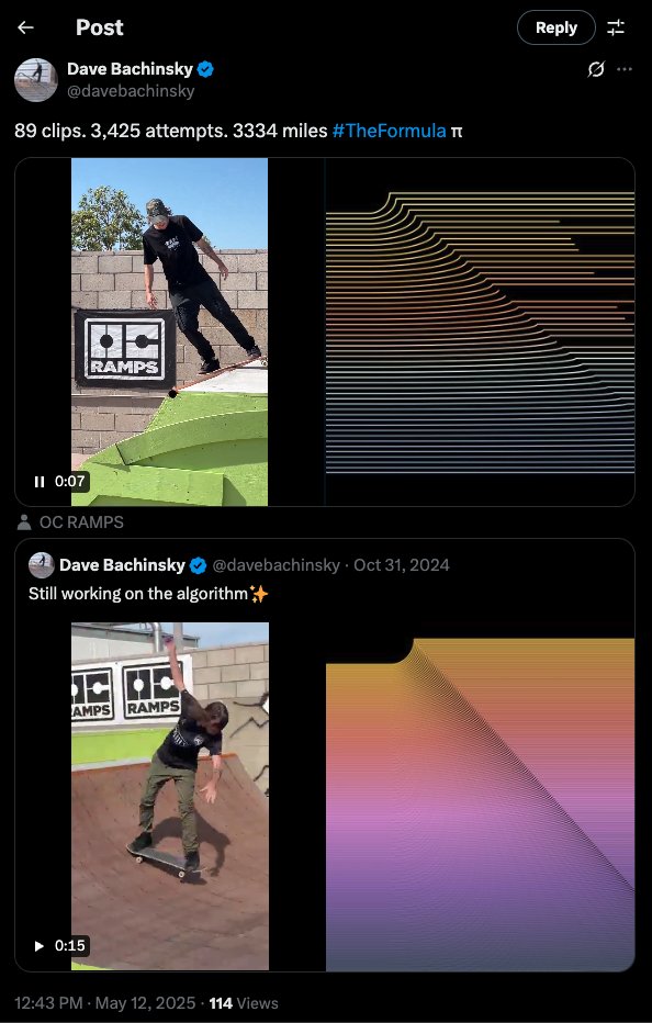 Mr. Dave (kickflipped El Toro) Bachinsky appears to be using this site to work out some sort of mystical mini-ramp mathematics... I wish him luck.
