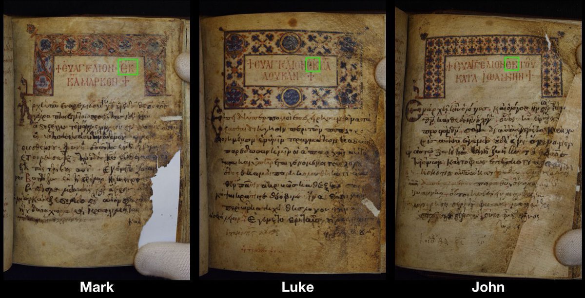 CSNTM's tweet photo. #ManuscriptMonday GA 2907 is a 10th-century Gospels manuscript that CSNTM discovered years ago through much intrigue. Hear Dan Wallace recount the remarkable discovery: https://t.co/l1gpWFtcG0
Explore some of GA 2907’s unique features: https://t.co/a0imwzpThw
#CSNTM #NewTestament #TextualCriticism #NTTC #Bible #Manuscripts #Digitization #PreservingHistory