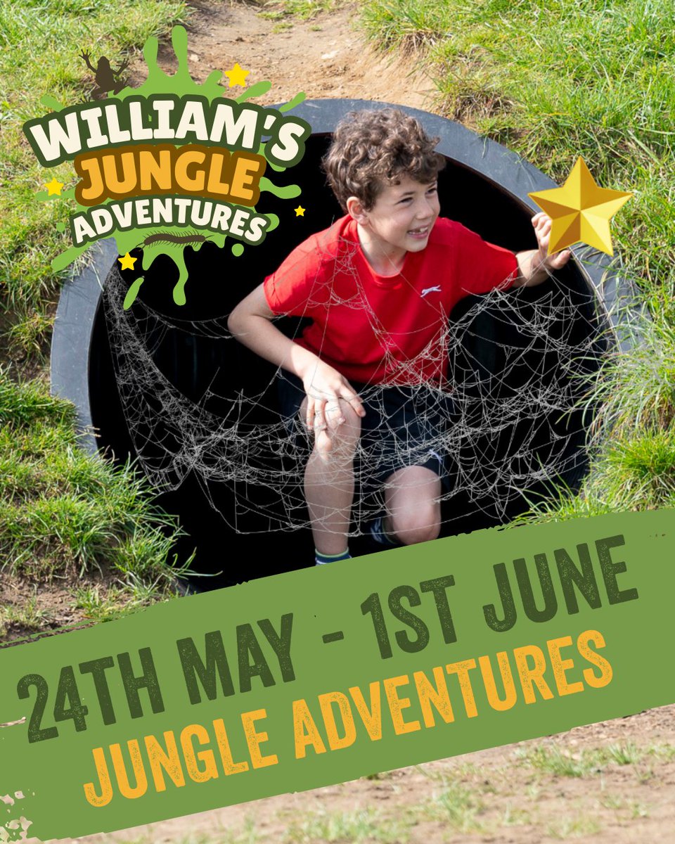 Got plans this May Half Term? 🌿 

Join us for a wild week at William’s Den! 🤩

⭐️ Dentucker Trials
🐜 Critter Trail
🪩 Jungle Disco
🌞 Indoor &amp; Outdoor Play
💰 Den Dollar Challenge

📅 Sat 24th May - Sun 1st June
👉 Book now: williamsden.co.uk/events/view/ju…