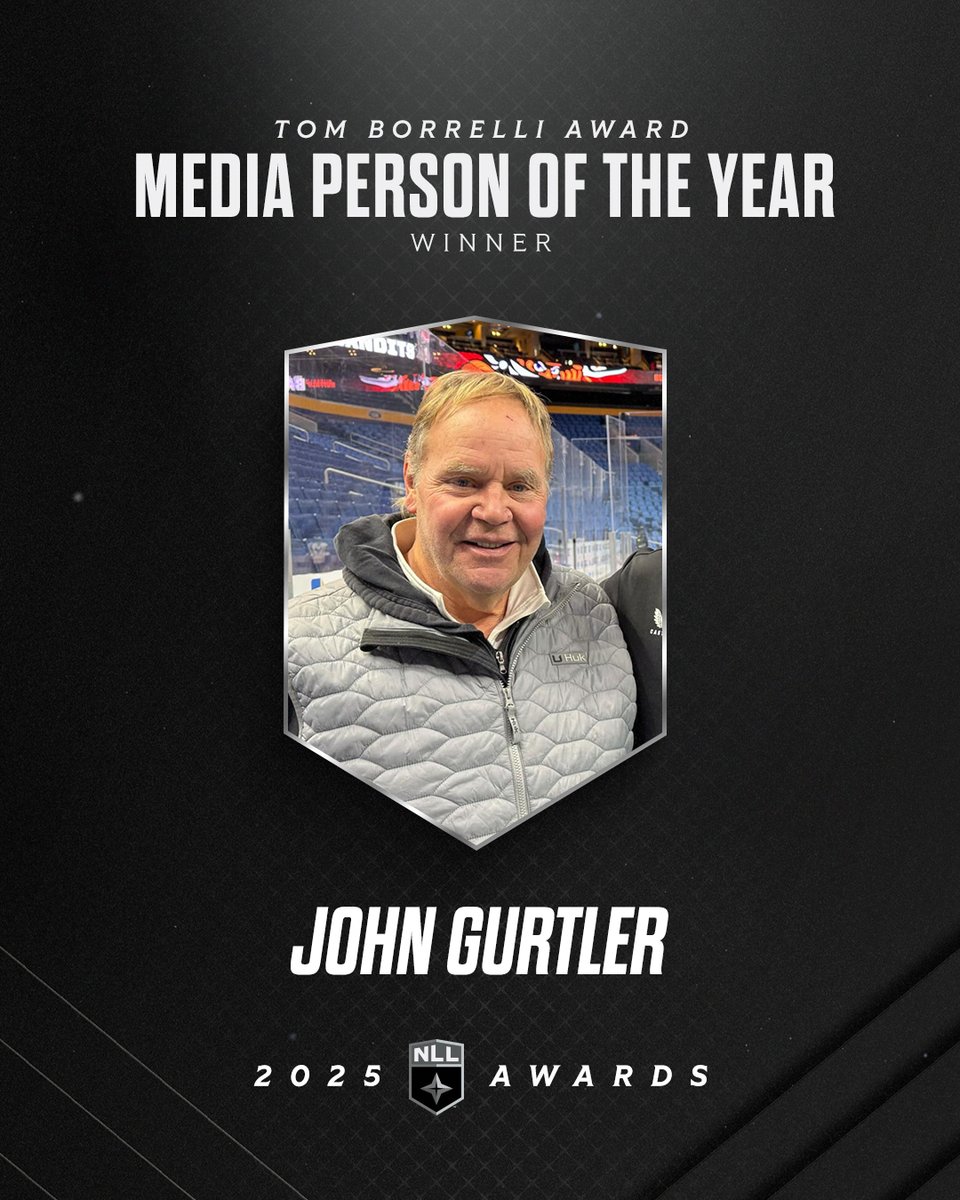 Congratulations to John Gurtler, the long-time play-by-play voice of the Buffalo Bandits, on being awarded the Tom Borrelli Award for Media Person of the Year honors! 👏