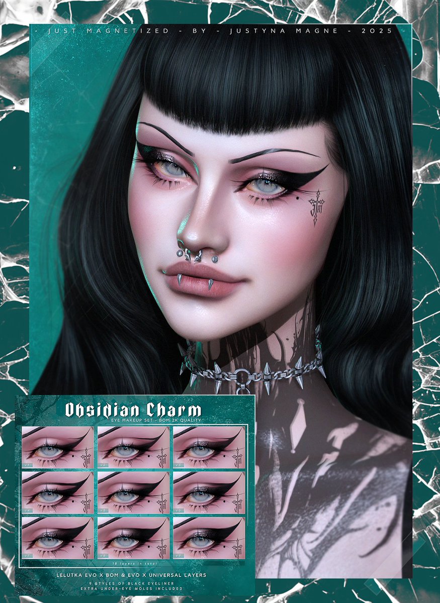 Just Magnetized - Obsidian Charm Eyemakeup Set
2k BOM &amp; Universal Quality layers for Lelutka EVO x
Tonight @ ACCESS Event

📌TP: maps.secondlife.com/secondlife/ACC… 
📌CAM SIM 1: maps.secondlife.com/secondlife/ACC…
📌CAM SIM 2: maps.secondlife.com/secondlife/ACC…

✨ Stylecard: 
flic.kr/p/2r4hGra