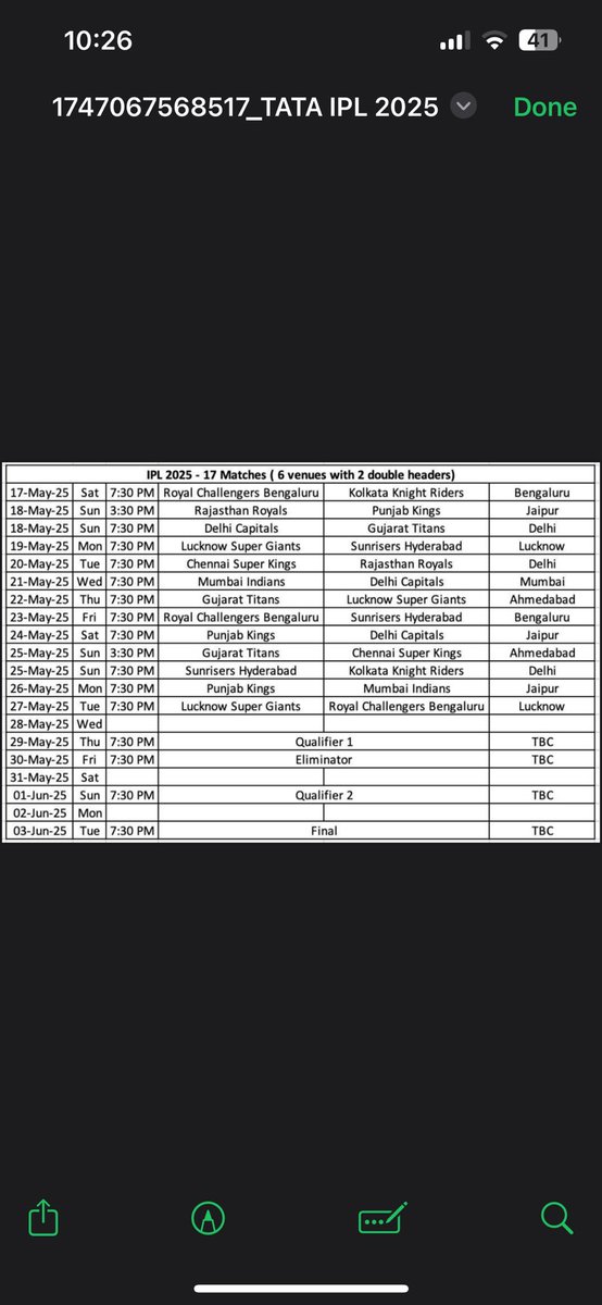 rameshkotla's tweet photo. 🚨 IPL 2025 UPDATED SCHEDULE. 🚨

#IPL #BCCI #ipl2025suspended #IPL2025 https://t.co/TvpFqUwfrf