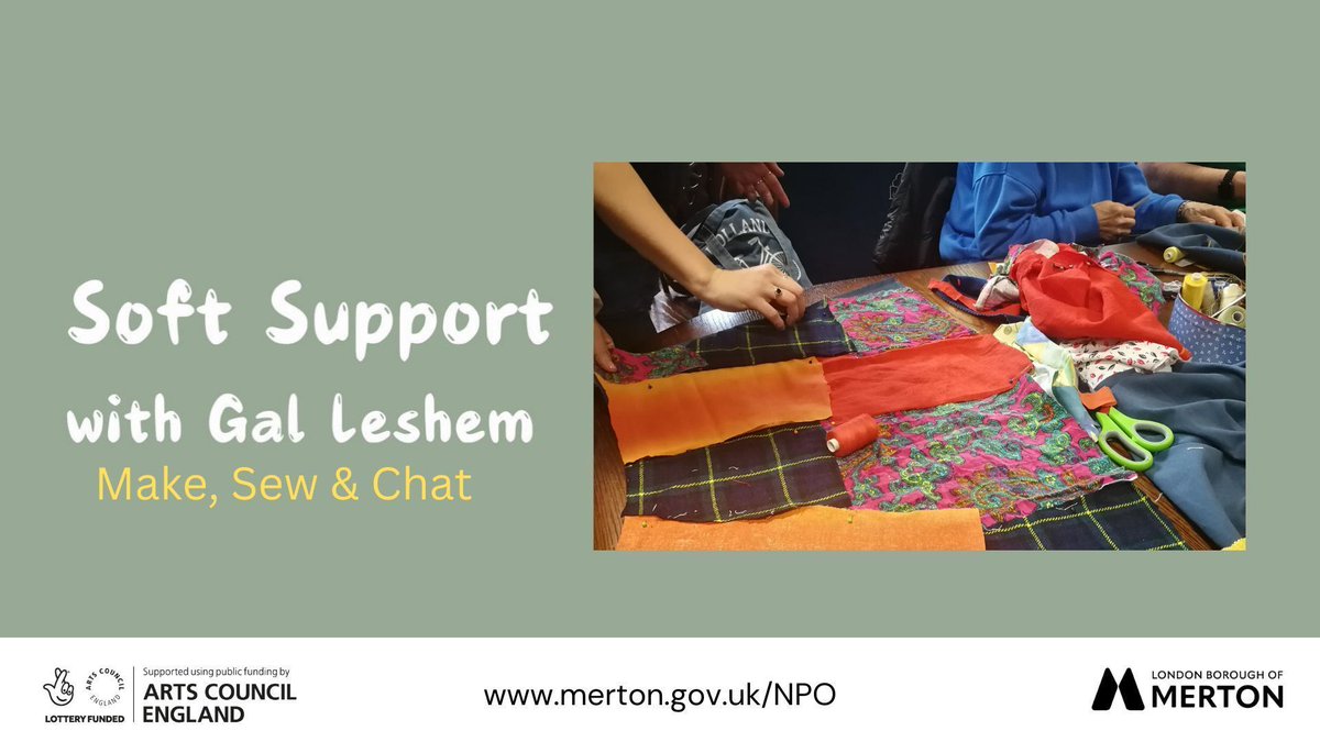Soft Support invites people to explore the theme of caregiving in its various forms through a series of Sew &amp; Chat workshops led by artist and facilitator Gal Leshem, resulting in a collective textile artwork made from pre-loved textiles. To book buff.ly/Gxs3lHY