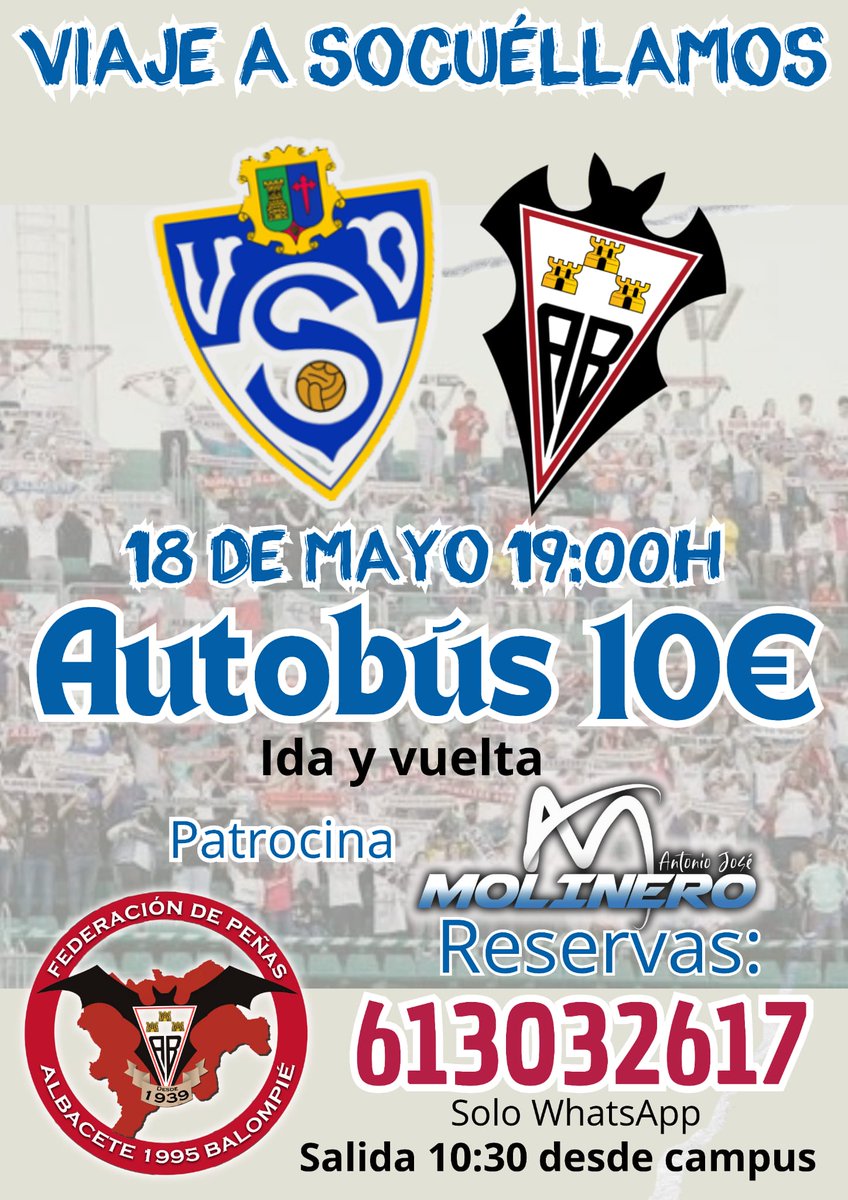 Vente a Socuéllamos!! Apúntate mediante nuestro WhatsApp!!
No dejemos solos a nuestros chavales, vamos!!
<a href="/AcademiaABP/">AcademiaABP</a>