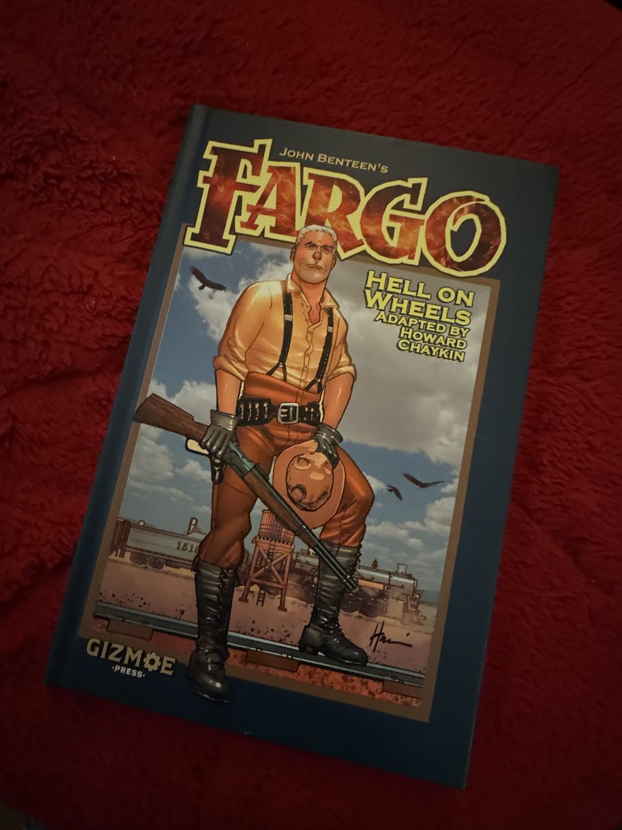 Dieselfunk's tweet image. I received a copy of Michael Stradford’s #gizmoepress adaptation of John Benteen’s ‘FARGO: Hell On Wheels’ by the Legendary #IndiaPakistanWar HowardChaykin. I Believe it’s a milestone in Chaykin’s Bibliography. A MUST READ.