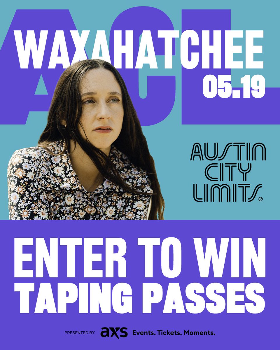 🚨 TAPING PASS GIVEAWAY 🚨
Win taping passes to see Waxahatchee tape an episode of Austin City Limits TV on 5/19 <a href="/acllive/">ACL Live</a>!
Enter by 5/15 at 5pm CT: acltv.com/2025/05/12/giv…
Presented by @axsevents + <a href="/austinpbs/">Austin PBS</a>
#acltv #austincitylimits #waxahatchee #austinpbs