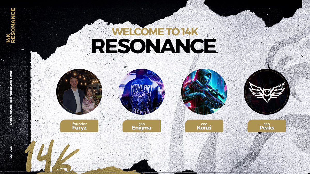 14K Resonance (@14kresonance) on Twitter photo 🔥 WELCOME TO 14K RESONANCE 🔥
Meet the legends behind the movement!
🔥 <a href="/DuskFuryz/">Furyz</a> (Founder & CEO)
🔥 <a href="/LREnigma/">Enigma</a> (Founder & CEO)
🔥 <a href="/FFA_Konzi/">Matthew Cyr</a> (CEO)
🔥 <a href="/TehPeaks/">TehPeaks ™</a> (CEO)
We’re coming for the crown! The grind, the passion, the FIRE, and it’s all about to EXPLODE! Get ready for BIG 🔥 WELCOME TO 14K RESONANCE 🔥
Meet the legends behind the movement!
🔥 <a href="/DuskFuryz/">Furyz</a> (Founder & CEO)
🔥 <a href="/LREnigma/">Enigma</a> (Founder & CEO)
🔥 <a href="/FFA_Konzi/">Matthew Cyr</a> (CEO)
🔥 <a href="/TehPeaks/">TehPeaks ™</a> (CEO)
We’re coming for the crown! The grind, the passion, the FIRE, and it’s all about to EXPLODE! Get ready for BIG
