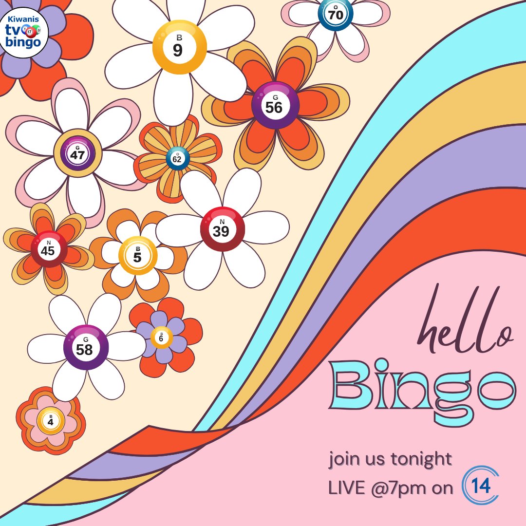 CABLE 14 Hamilton (@cable14) on Twitter photo Hello BINGO!!🌼
It's <a href="/KiwanisEast/">Kiwanis Club</a> #MonsterBingo tonight LIVE at 7pm!
Watch on CABLE14 📺 & cable14.com 💻 Hello BINGO!!🌼
It's <a href="/KiwanisEast/">Kiwanis Club</a> #MonsterBingo tonight LIVE at 7pm!
Watch on CABLE14 📺 & cable14.com 💻
