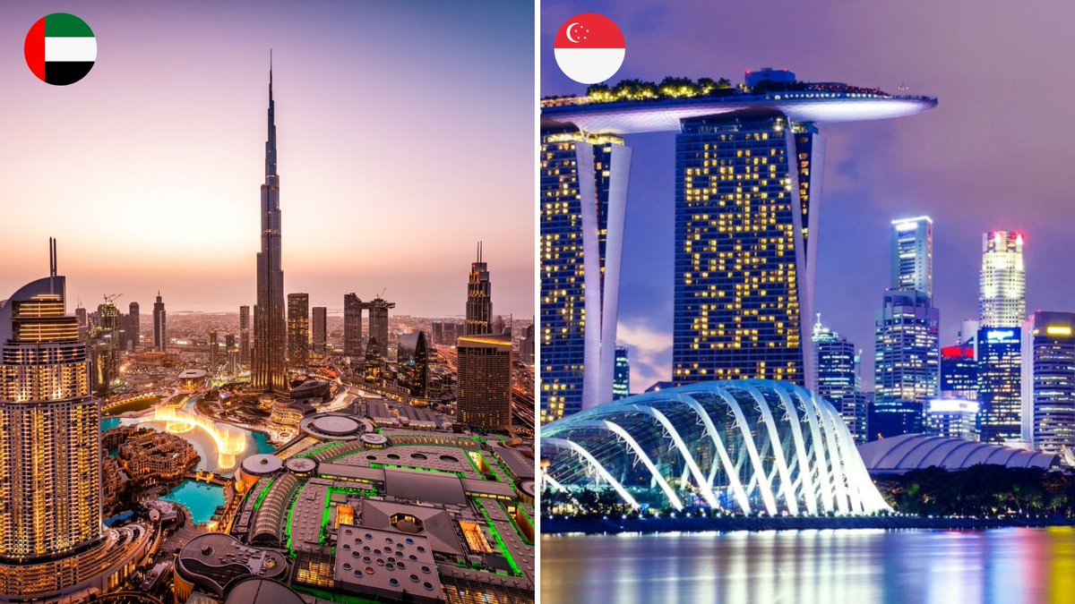 This is Singapore vs Dubai:

- Singapore: The billionaire's hub (in flip-flops)
- Dubai: The tax-free oasis (in Lamborghinis)
- Two paths to freedom

I spent 4 years in Dubai, incorporated 2 businesses in Singapore.

Here's my breakdown of who should choose which city (and why):