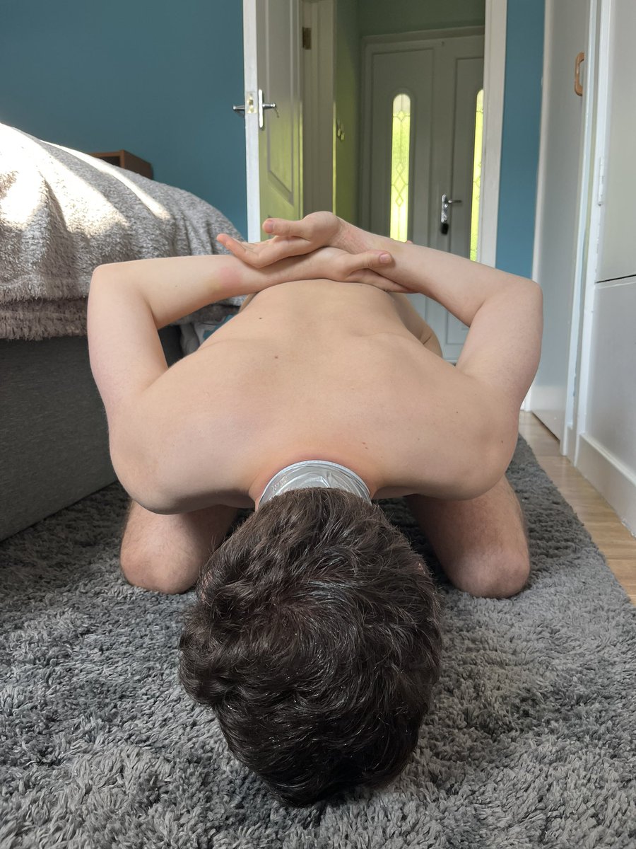 The aftermath of a perfect way to spend my afternoon off: being gagged, abused and pissed on by a nearby Dom.