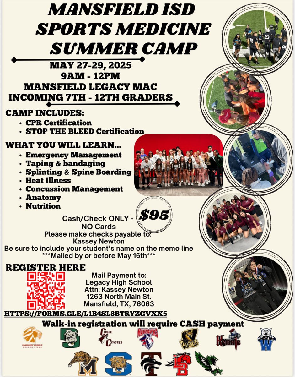 MsKasseyAT's tweet image. 🐯🐆🐺🐎🦅
MISD Sports Medicine Camp 2025!!
We are super excited about our 2nd summer camp!! We took last years feedback & we are ready to see the changes in action!!
Register today to guarantee yourself a camp T-Shirt!
💛💙🩶❤️💚
forms.gle/KmzW6FpR81VE1s…