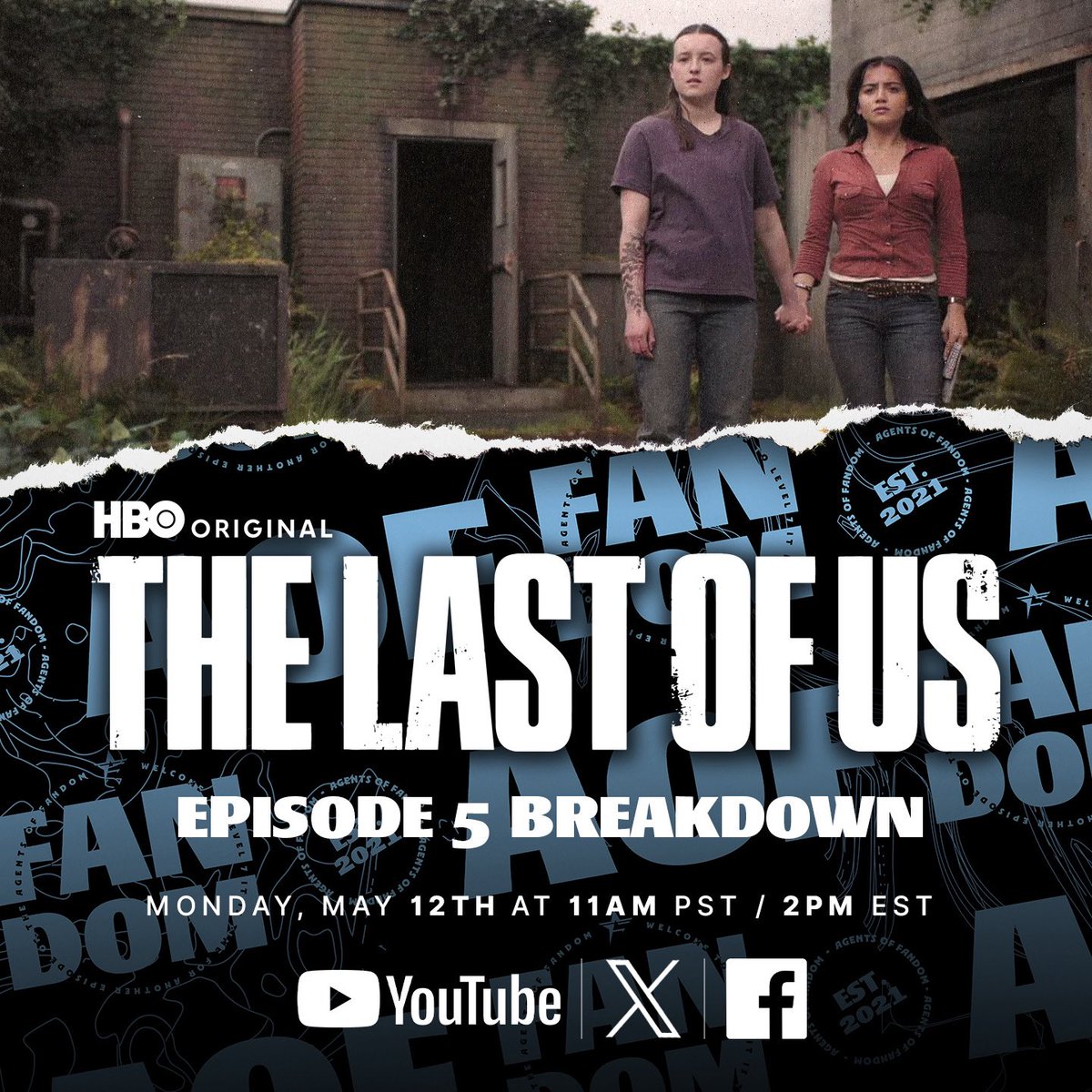 Agents of Fandom (@agentsfandom) on Twitter photo Hey, Kiddo.
Join us LIVE at 11am PT / 2pm ET with <a href="/TJ_Zwarych5/">TJ Zwarych - Agents Of Fandom</a> and <a href="/MetalcoreNerds/">Metalcore Nerds</a> to break down #TheLastOfUsSeason2 Episode 5!
youtube.com/live/UTgN90v4Bā¦
Come join our therapy session and share your #TheLastOfUs thoughts and theories! Hey, Kiddo.
Join us LIVE at 11am PT / 2pm ET with <a href="/TJ_Zwarych5/">TJ Zwarych - Agents Of Fandom</a> and <a href="/MetalcoreNerds/">Metalcore Nerds</a> to break down #TheLastOfUsSeason2 Episode 5!
youtube.com/live/UTgN90v4Bā¦
Come join our therapy session and share your #TheLastOfUs thoughts and theories!