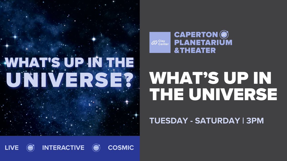 Ready to take a trip through the cosmos-no spaceship required?🌠 Join us for What’s Up in the Universe? every Tuesday–Saturday at 3PM! Led by a live planetarium educator, this interactive show is your chance to explore the stars &amp; ask big questions!

🔗: theclaycenter.org/live-shows-and…