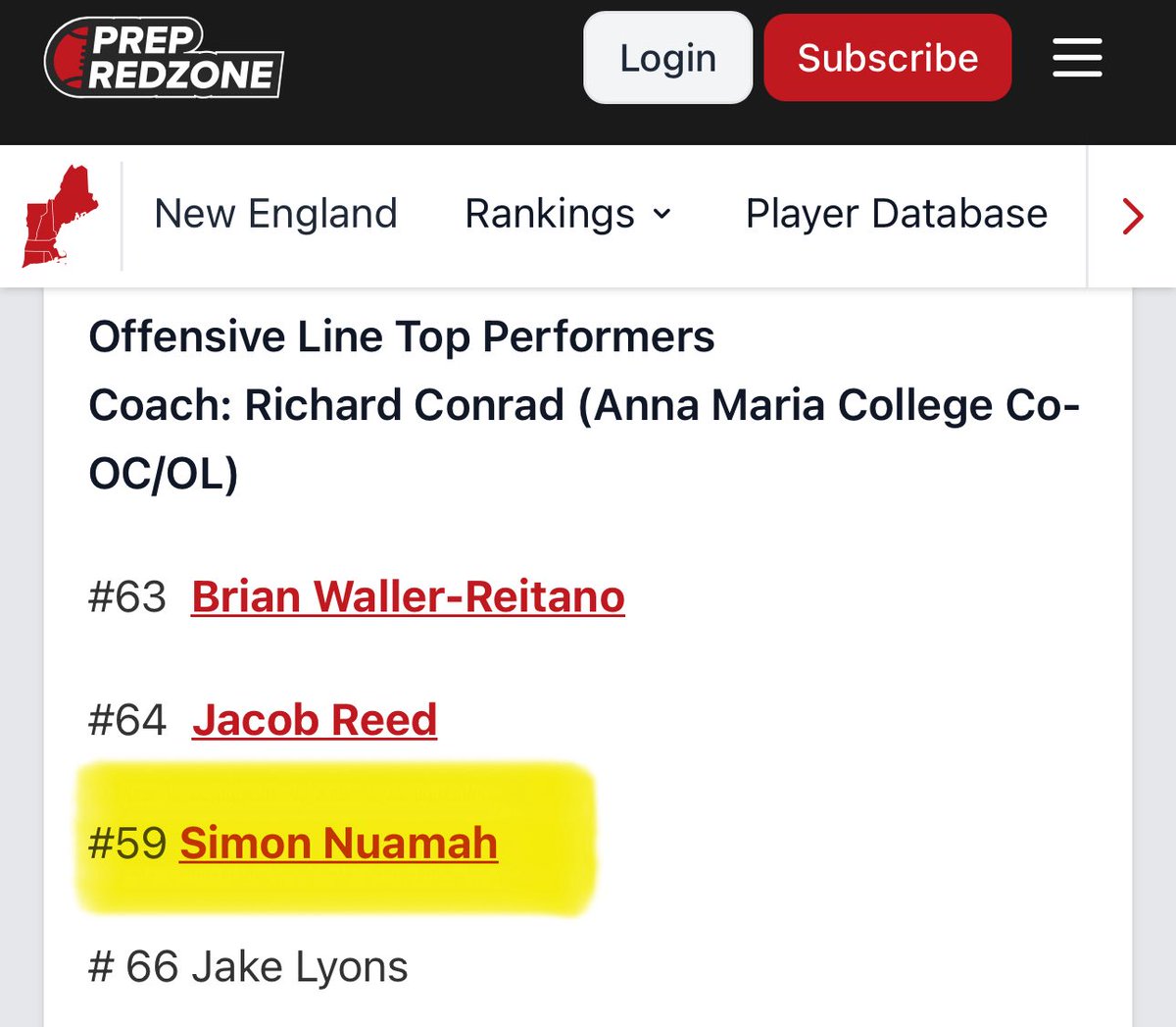 Simon Nuamah (@simonjnuamah) on Twitter photo BlessedππΎ More work to be done. <a href="/PRZNewEngland/">Prep Redzone New England</a> <a href="/ScoutingNE/">Coach Silva</a>
<a href="/BrooksFb/">Brooks School Football</a> <a href="/CoachMFoley/">Mike Foley</a> <a href="/CoachDJCU/">D.J. Cunningham</a> <a href="/CatanoPerforma1/">Catano Performance</a> BlessedππΎ More work to be done. <a href="/PRZNewEngland/">Prep Redzone New England</a> <a href="/ScoutingNE/">Coach Silva</a>
<a href="/BrooksFb/">Brooks School Football</a> <a href="/CoachMFoley/">Mike Foley</a> <a href="/CoachDJCU/">D.J. Cunningham</a> <a href="/CatanoPerforma1/">Catano Performance</a>