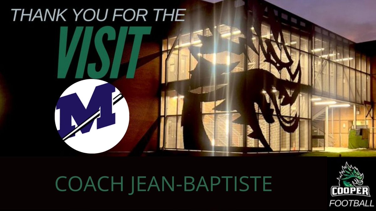 John Cooper Dragon Football (@jcs_football) on Twitter photo Thank you, <a href="/CoachBapDL/">Julian Jean-Baptiste</a> from Millsaps College, for the visit and taking time to check out our JCS players โ we appreciate you! ๐ #JCSFootball Thank you, <a href="/CoachBapDL/">Julian Jean-Baptiste</a> from Millsaps College, for the visit and taking time to check out our JCS players โ we appreciate you! ๐ #JCSFootball